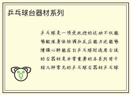 乒乓球台器材系列