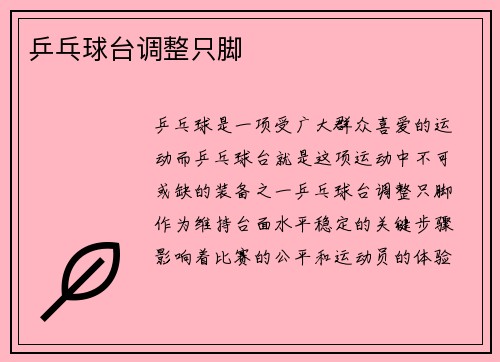 乒乓球台调整只脚